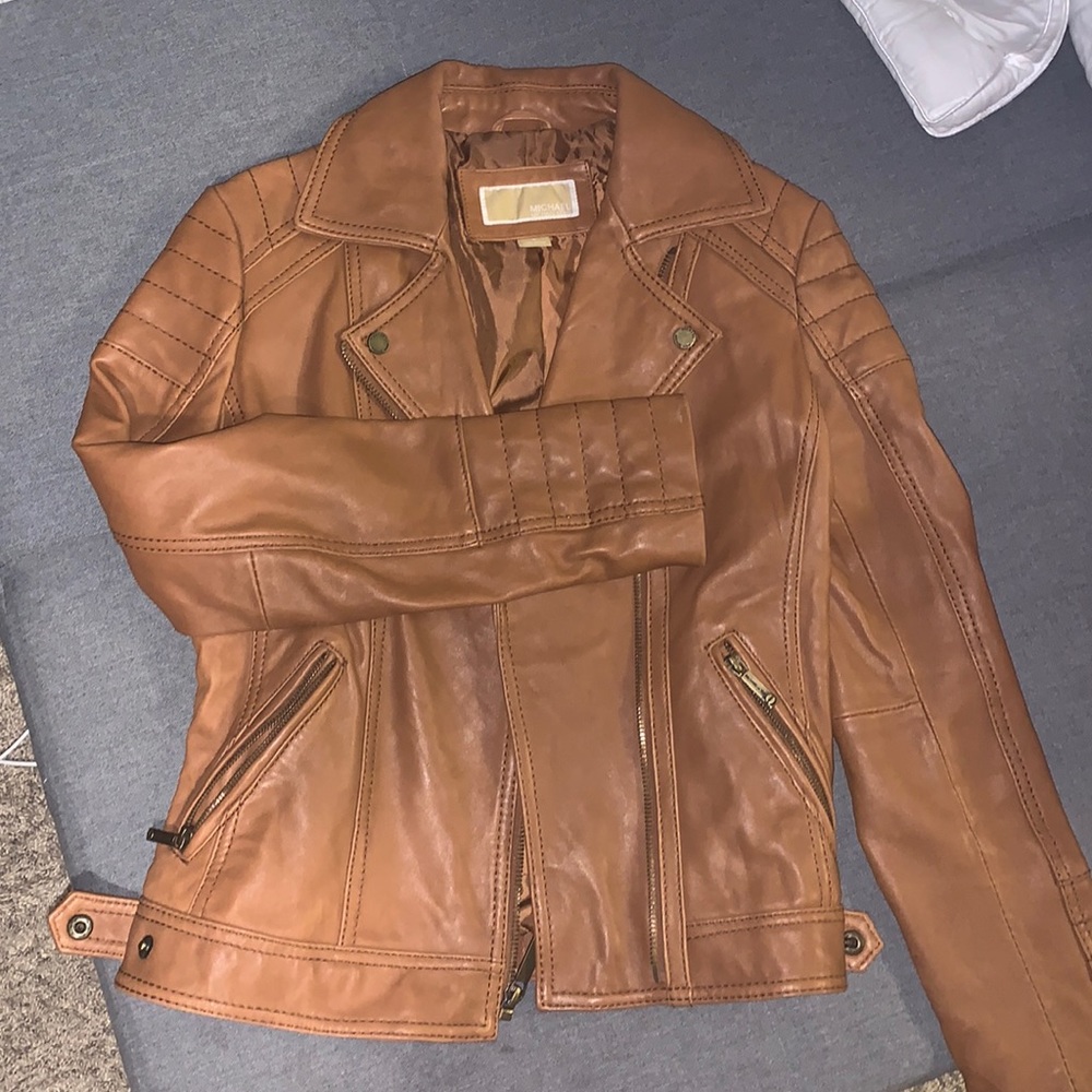 Brown leather jacket